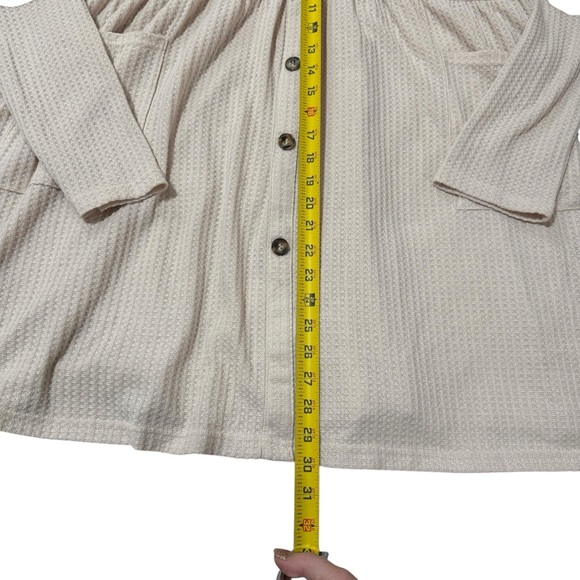 Umgee Waffle Knit Long Sleeve Elbow Patch Cream Babydoll Dress Women’s Size XL - Picture 5 of 12